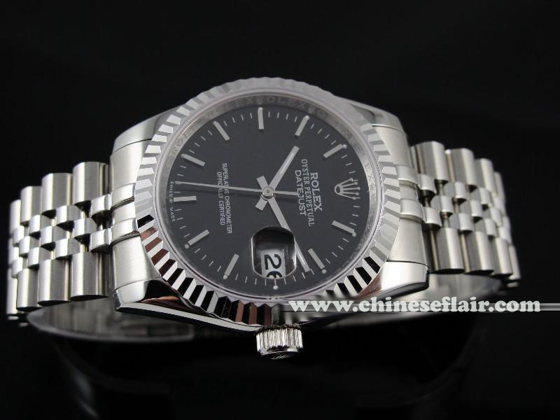 ROLEX DATEJUST BLACK DIAL REPLICA MENS WATCH